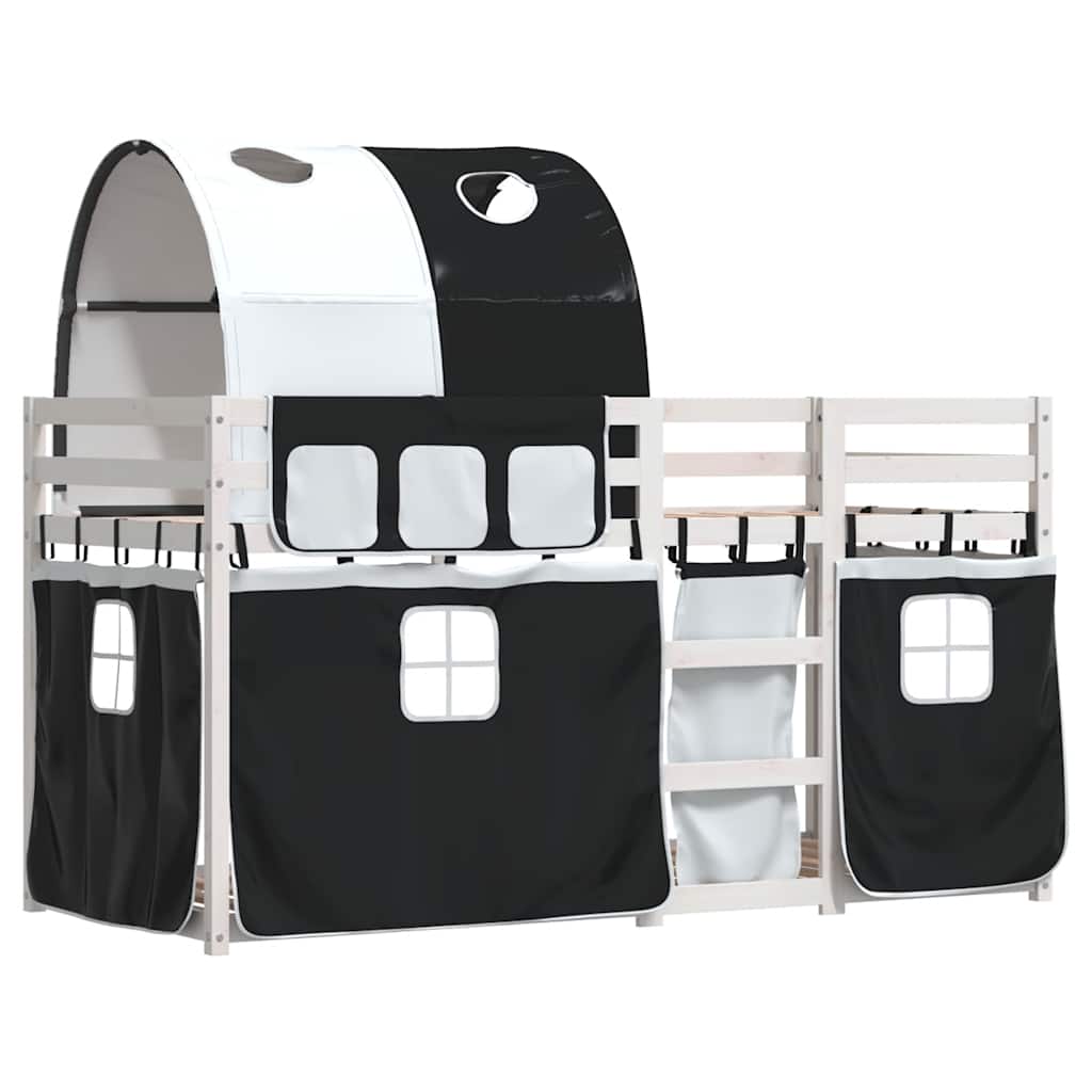 Letto a Castello senza Materasso Bianco e Nero 80x200cm in Pino | homemem39