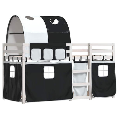 Letto a Castello senza Materasso Bianco e Nero 80x200cm in Pino | homemem39