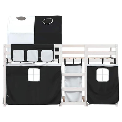 Letto a Castello senza Materasso Bianco e Nero 80x200cm in Pino | homemem39
