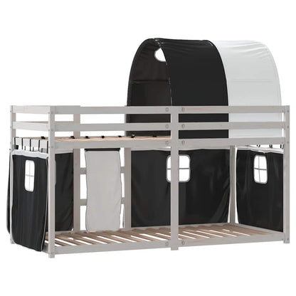 Letto a Castello senza Materasso Bianco e Nero 80x200cm in Pino | homemem39