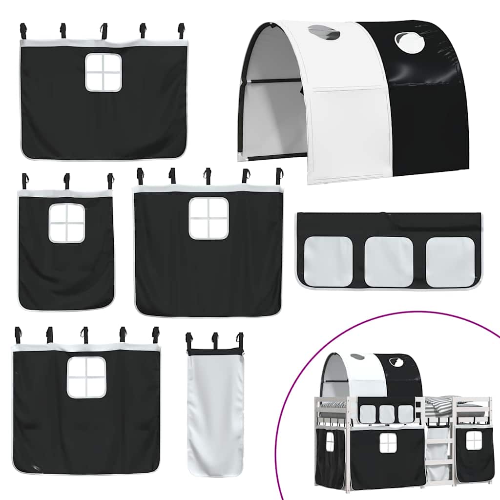 Letto a Castello senza Materasso Bianco e Nero 80x200cm in Pino | homemem39