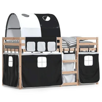 Letto a Castello senza Materasso Bianco e Nero 90x190cm in Pino | homemem39