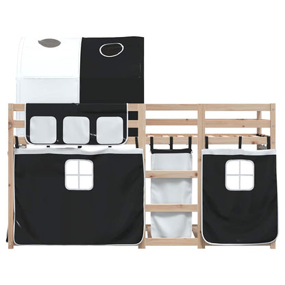 Letto a Castello senza Materasso Bianco e Nero 90x190cm in Pino | homemem39