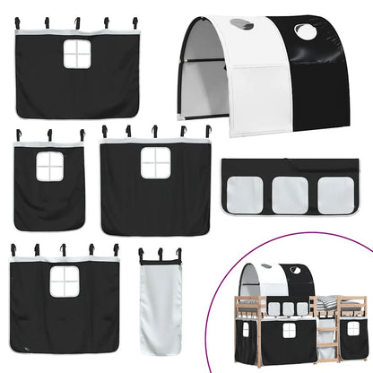 Letto a Castello senza Materasso Bianco e Nero 90x190cm in Pino | homemem39