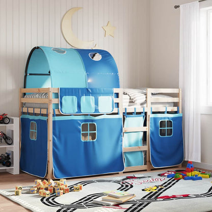 Letto a Castello senza Materasso Blu 90x190cm Massello Pino | homemem39
