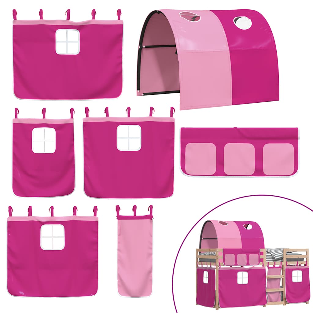 Letto a Castello senza Materasso Rosa 90x190 cm Legno di Pino | homemem39