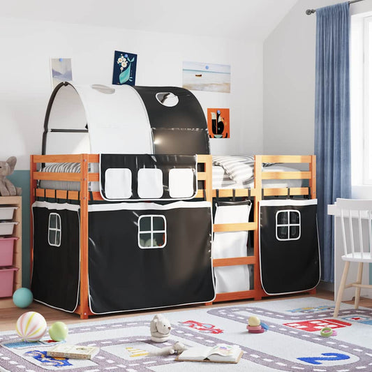Letto a Castello senza Materasso Bianco e Nero 80x200cm in Pino