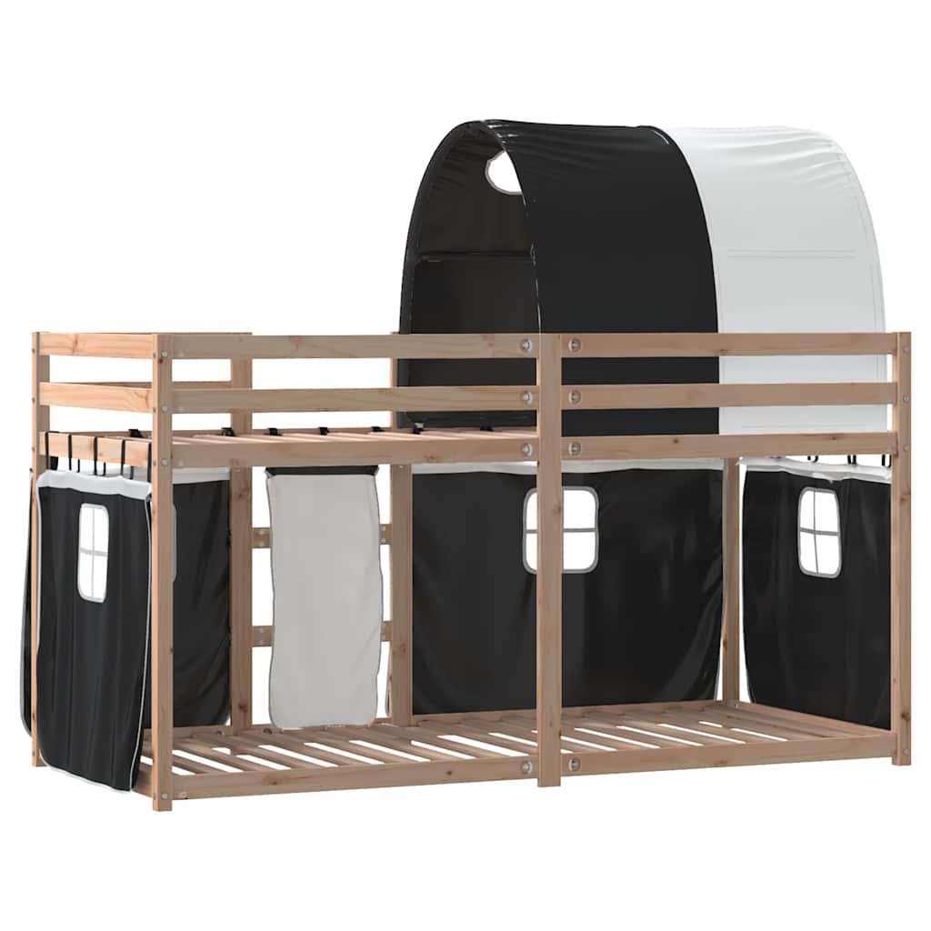 Letto a Castello senza Materasso Bianco e Nero 90x200cm in Pino