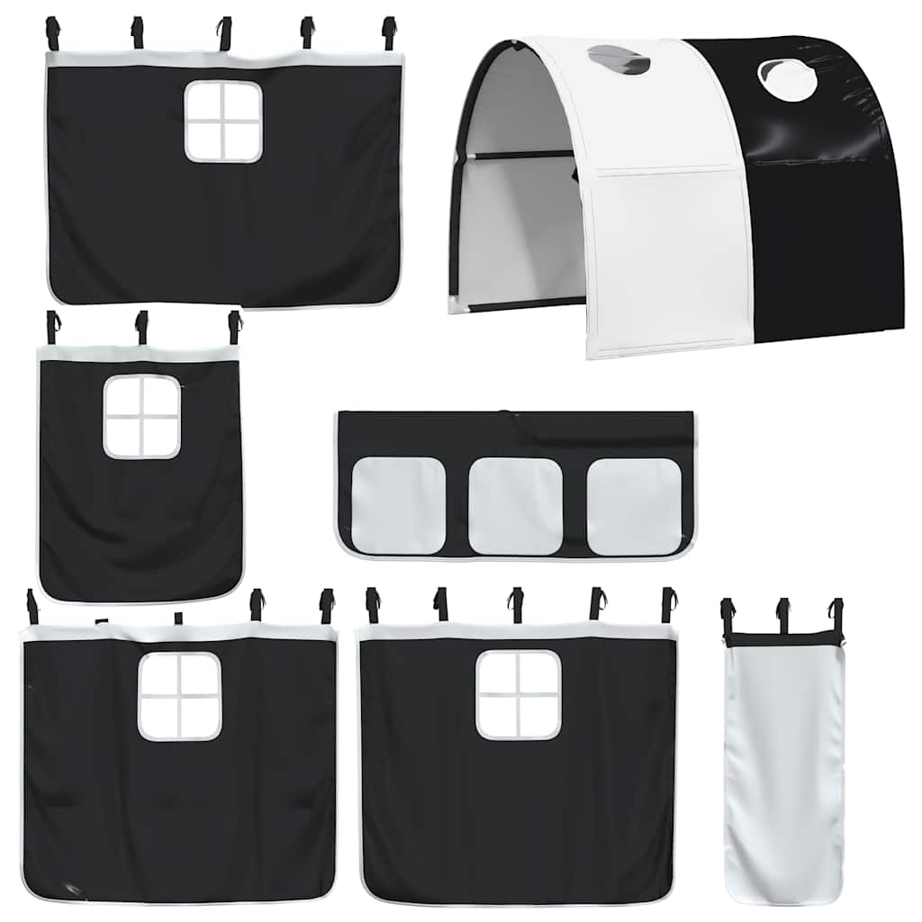 Letto a Castello senza Materasso Bianco e Nero 90x200cm in Pino