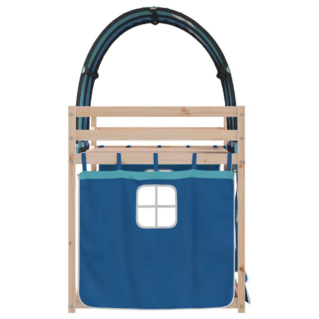 Letto a Castello senza Materasso Blu 90x200cm Massello Pino