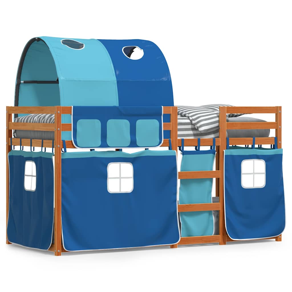 Letto a Castello senza Materasso Blu 90x200cm Massello Pino