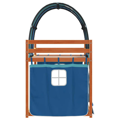 Letto a Castello senza Materasso Blu 90x200cm Massello Pino