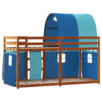 Letto a Castello senza Materasso Blu 90x200cm Massello Pino