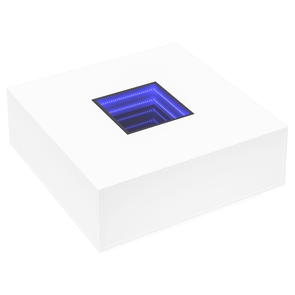 Tavolino da Salotto con LED Infinity Bianco 100x100x40 cm | homemem39