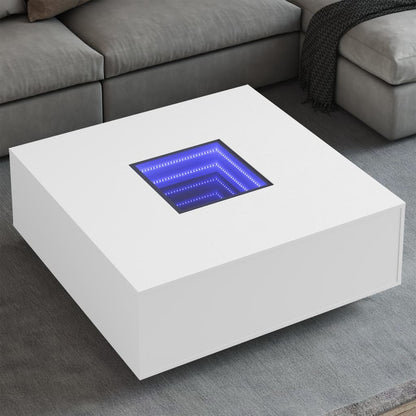 Tavolino da Salotto con LED Infinity Bianco 100x100x40 cm | homemem39