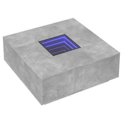 Tavolino Salotto con LED Infinity Grigio Cemento 100x100x40 cm | homemem39