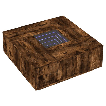 Tavolino da Salotto con LED Infinity Rovere Fumo 100x100x40 cm | homemem39