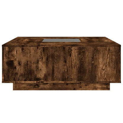 Tavolino da Salotto con LED Infinity Rovere Fumo 100x100x40 cm | homemem39