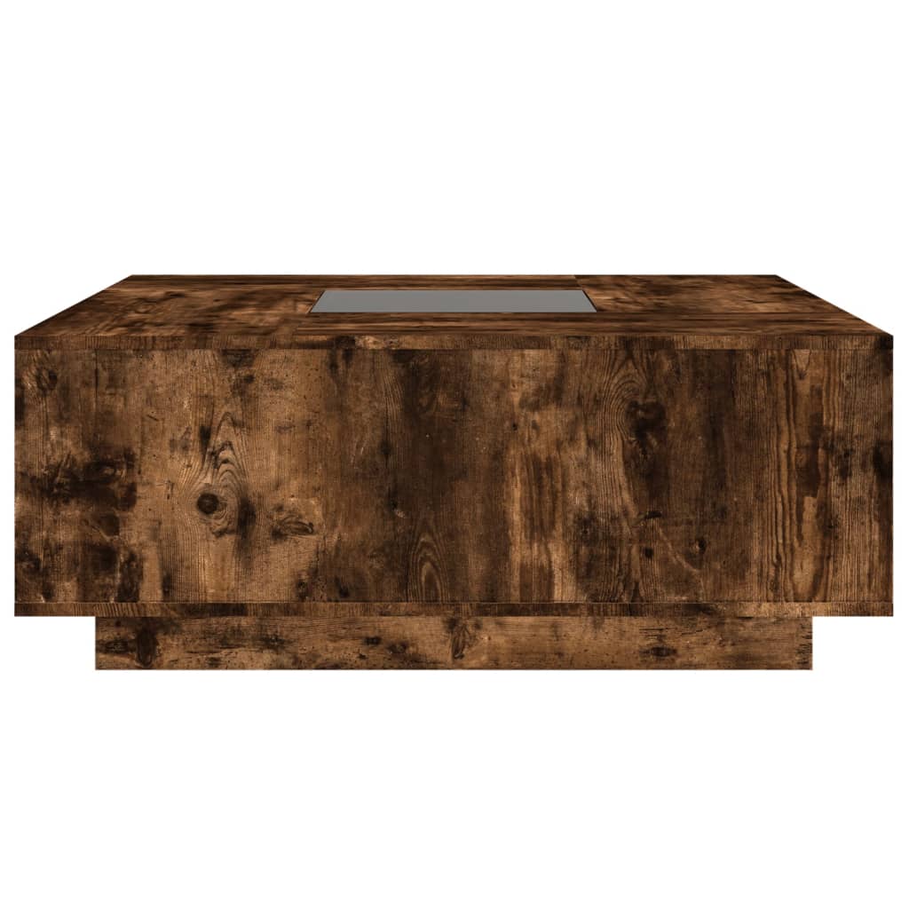 Tavolino da Salotto con LED Infinity Rovere Fumo 100x100x40 cm | homemem39