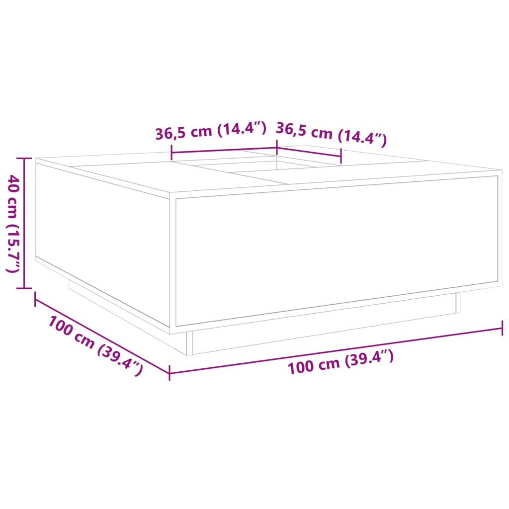 Tavolino Salotto Rovere Sonoma 100x100x40 cm Legno Multistrato | homemem39