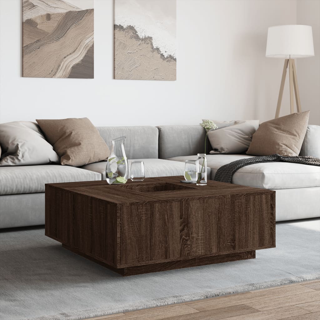 Tavolino Salotto Rovere Marrone 100x100x40 cm Legno Multistrato | homemem39