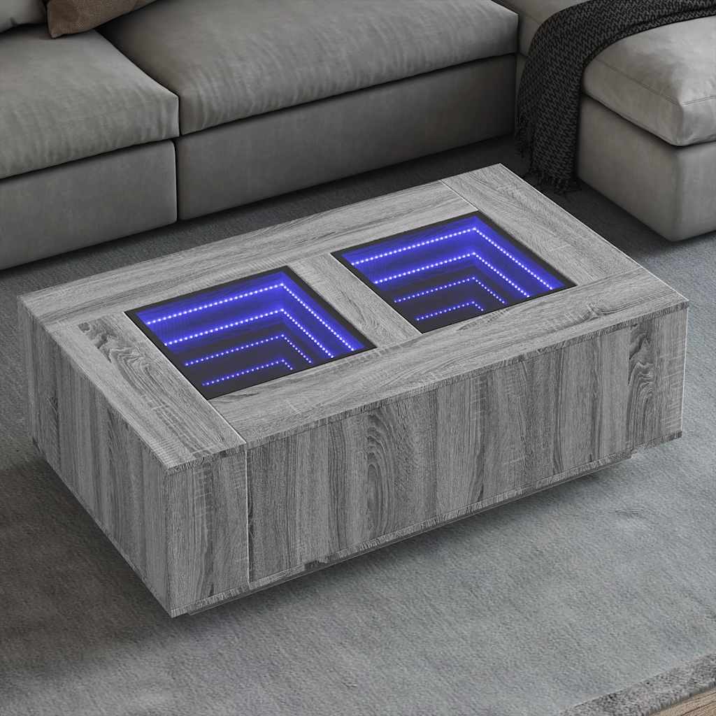 Tavolino da Salotto con LED Infinity Rovere Sonoma 116x69x40 cm | homemem39