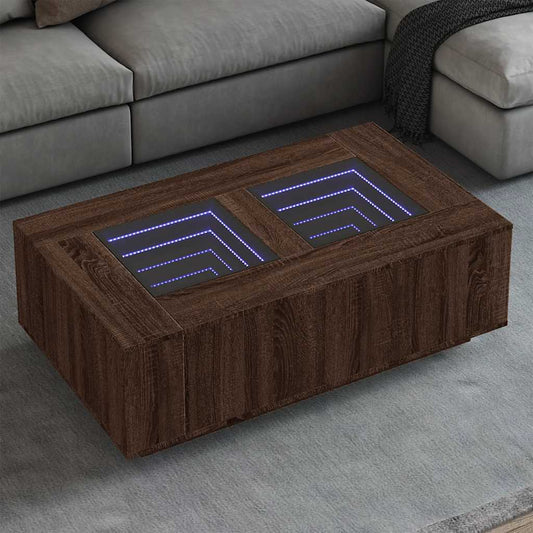 Tavolino Salotto con LED Infinity Rovere Marrone 116x69x40 cm | homemem39