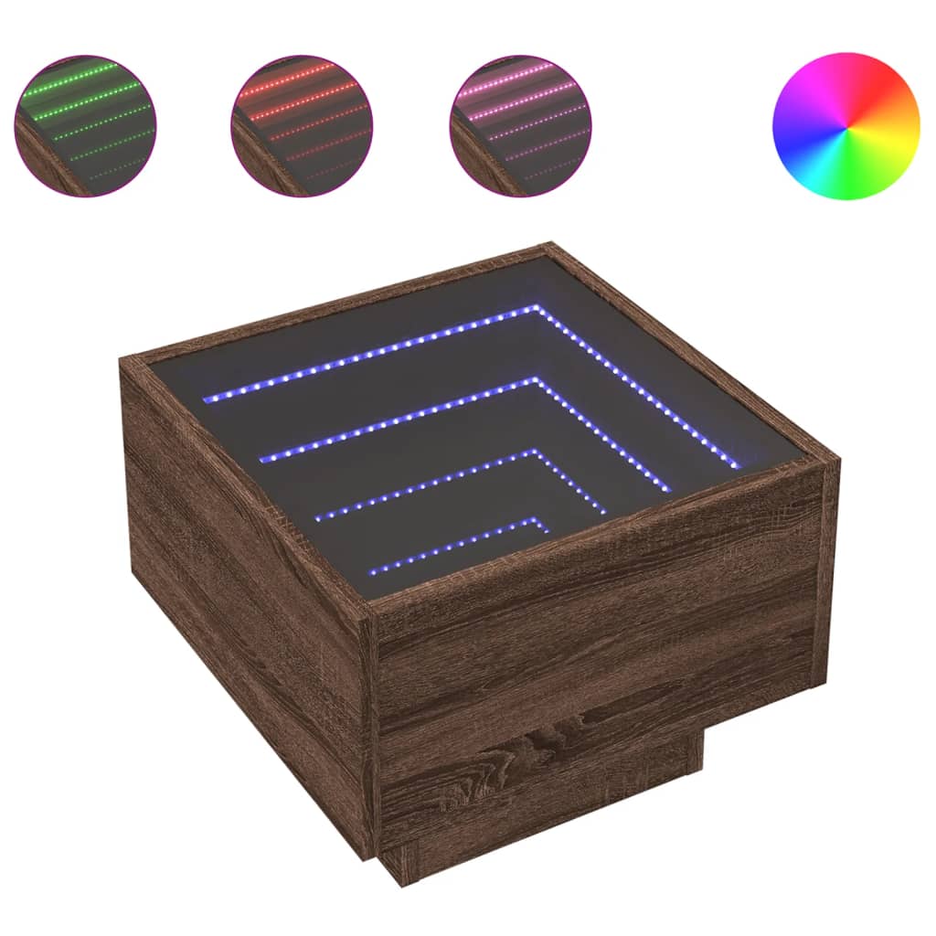 Comodino con LED Infinity Rovere Marrone 40x40x30 cm | homemem39
