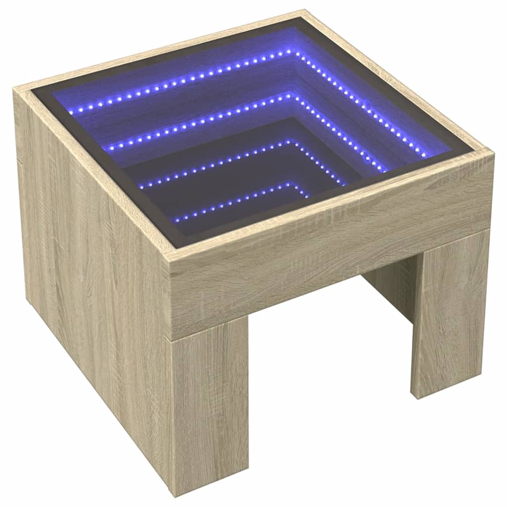 Comodino con LED Infinity Rovere Sonoma 40x40x30 cm - homemem39