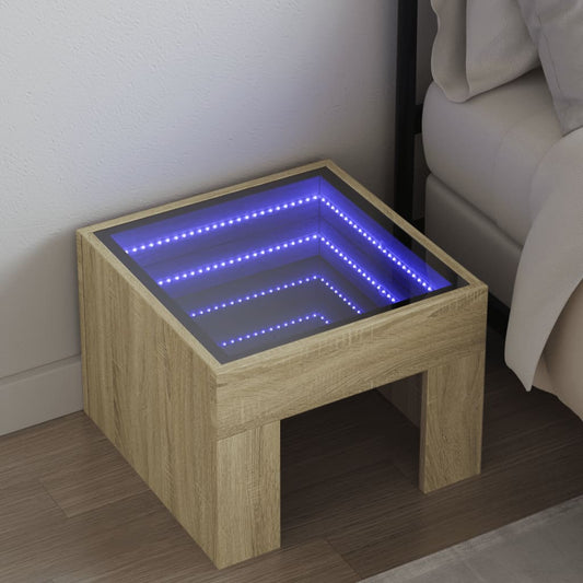 Comodino con LED Infinity Rovere Sonoma 40x40x30 cm - homemem39