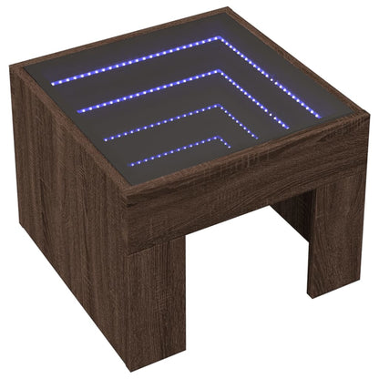 Comodino con LED Infinity Rovere Marrone 40x40x30 cm - homemem39