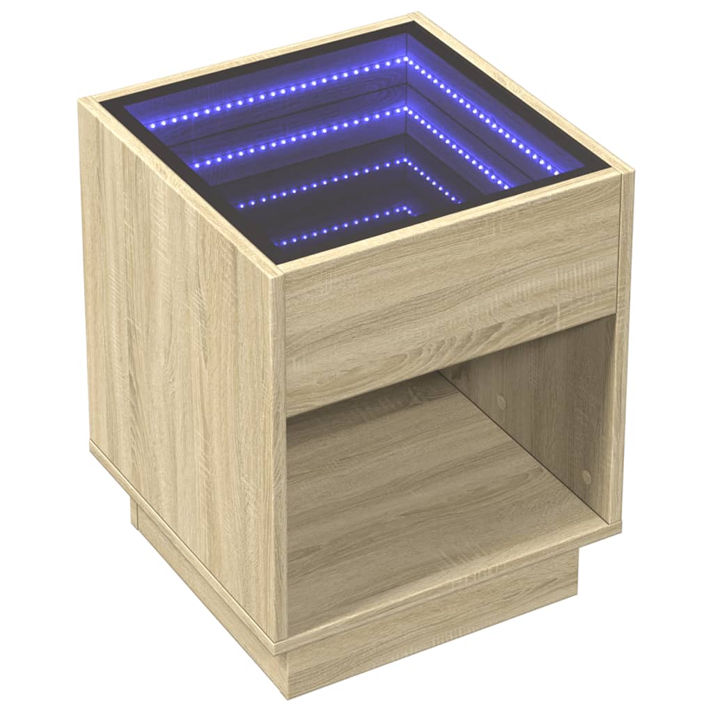 Comodino con LED Infinity Rovere Sonoma 40x40x50 cm - homemem39