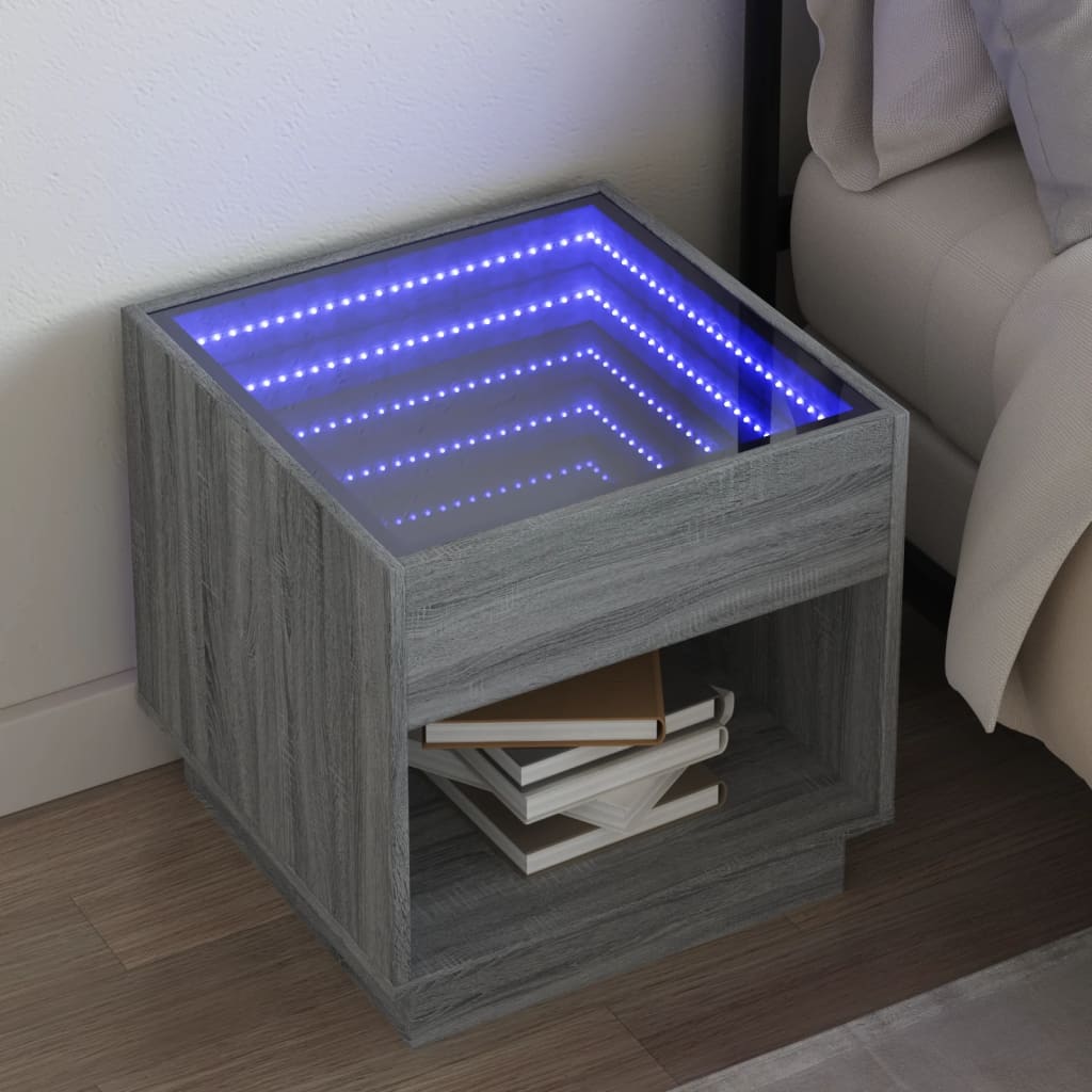Comodino con LED Infinity Rovere Sonoma 50x50x50 cm - homemem39