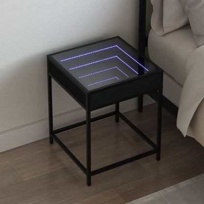 Comodino con LED Infinity Nero 40x40x51 cm - homemem39