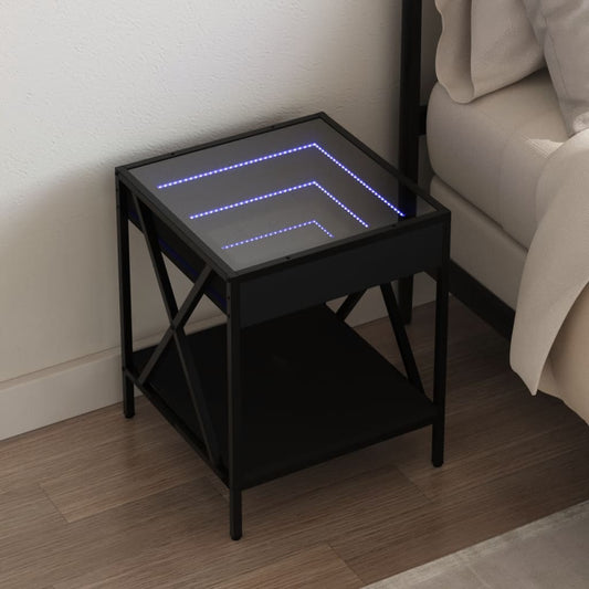 Comodino con LED Infinity Nero 40x40x49 cm - homemem39