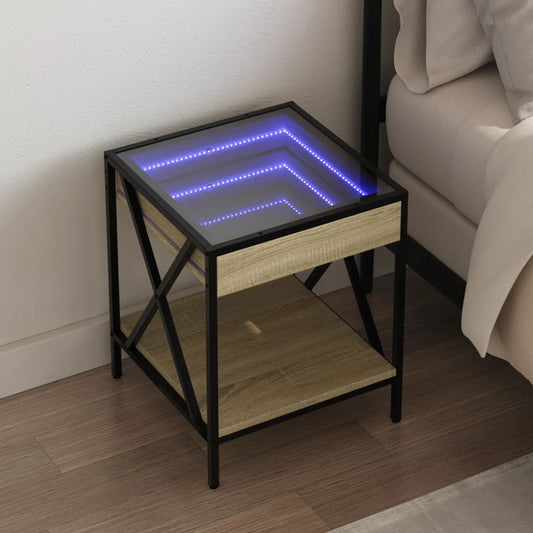 Comodino con LED Infinity Rovere Fumo 40x40x49 cm - homemem39