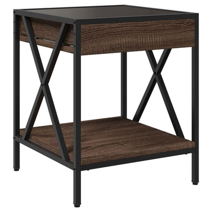 Comodino con LED Infinity Rovere Marrone 40x40x49 cm - homemem39