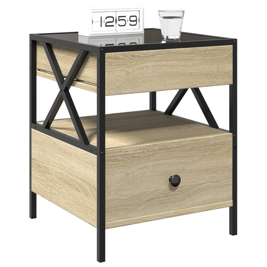 Comodino con LED Infinity Rovere Sonoma 40x40x51 cm | homemem39