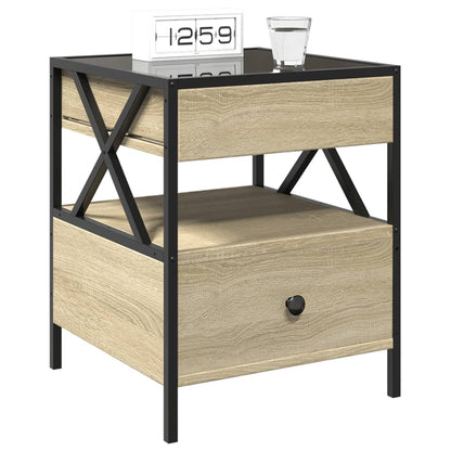 Comodino con LED Infinity Rovere Sonoma 40x40x51 cm | homemem39