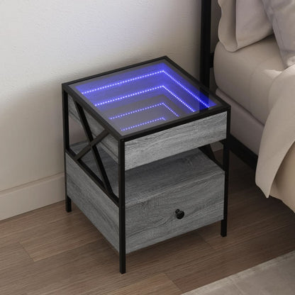 Comodino con LED Infinity Grigio Sonoma 40x40x51 cm - homemem39