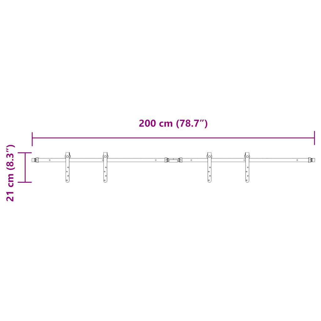 Kit Anta Scorrevole per Armadio 200 cm in Acciaio al Carbonio | homemem39