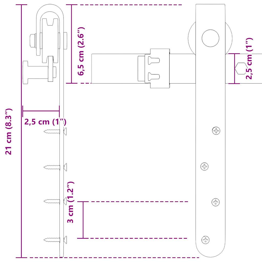 Kit Anta Scorrevole Armadio in Acciaio al Carbonio 244 cm | homemem39
