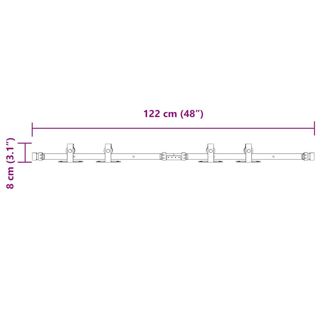 Kit Anta Scorrevole per Armadio 122 cm in Acciaio al Carbonio