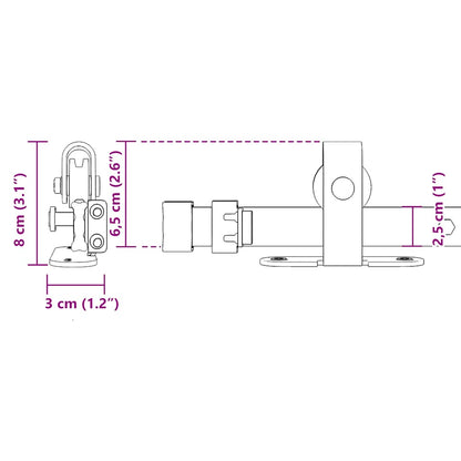 Kit Anta Scorrevole per Armadio 122 cm in Acciaio al Carbonio