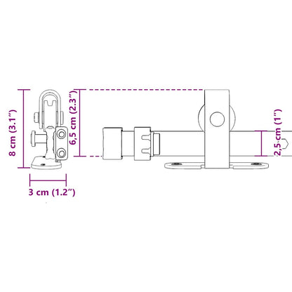 Kit Anta Scorrevole Armadio in Acciaio al Carbonio 113 cm | homemem39