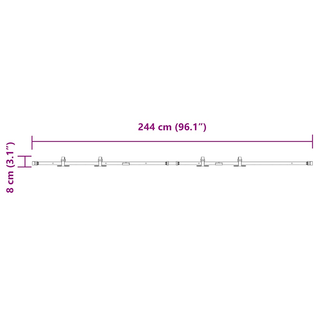 Kit Anta Scorrevole Armadio in Acciaio al Carbonio 244 cm | homemem39