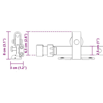 Kit Anta Scorrevole Armadio in Acciaio al Carbonio 244 cm | homemem39