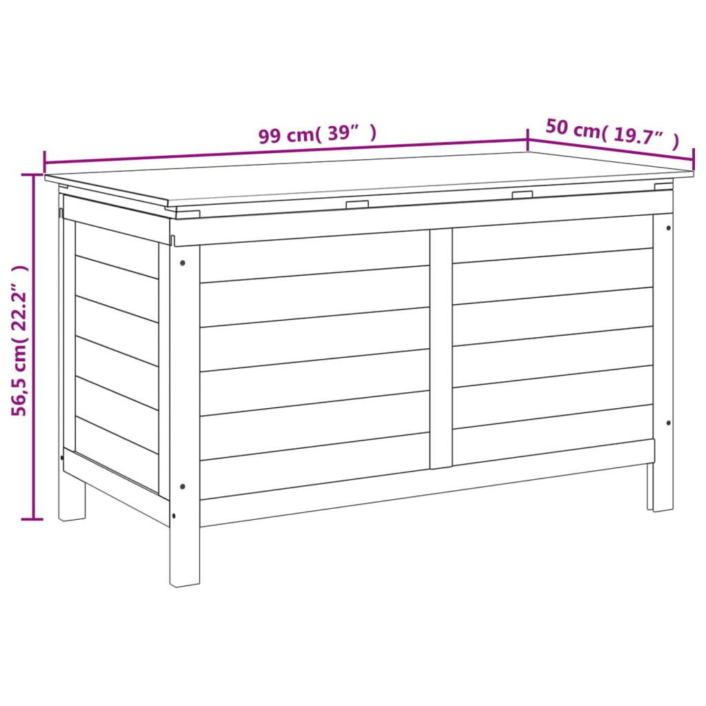 Scatola Cuscini da Esterno 99x50x56,5 cm Legno Massello Abete