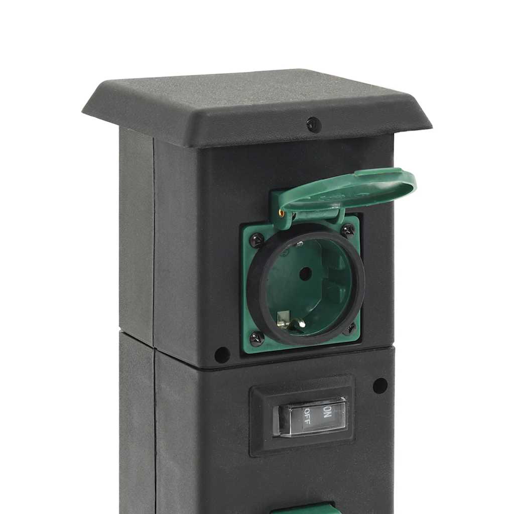 Colonna con Presa da Esterno a 4 Vie Nera e Verde 16x16x39,5cm | homemem39