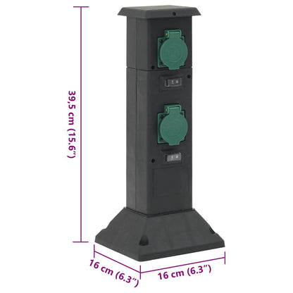 Colonna con Presa da Esterno a 4 Vie Nera e Verde 16x16x39,5cm | homemem39